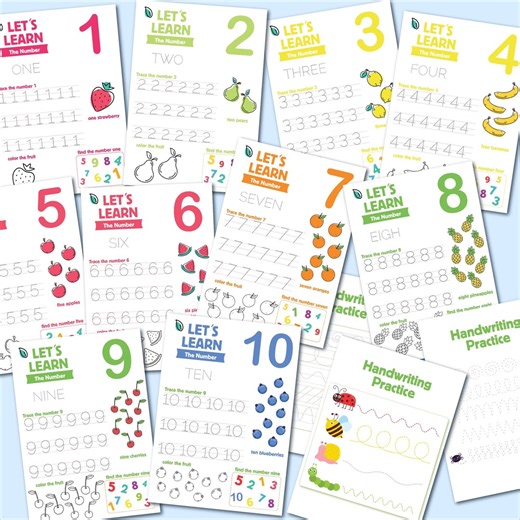 Pre-k Number Tracing Worksheets: Learning Activity Bundle Printable Daycare Curriculum Kindergarten Learning Numbers - Etsy