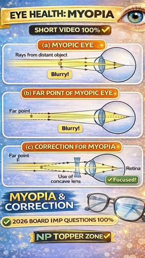 Myopia (Near Sightedness) 👁️ | Concave Lens Correction ✅ | 2026 Board IMP 100%