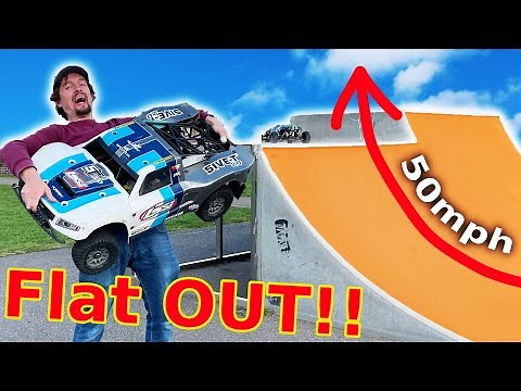 Worlds Biggest Petrol RC Car FLAT OUT jump