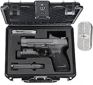 TSA Approved Pistol Case for Smith & Wesson – Lockable Hard Handgun Case for Travel & Home Storage – Fits M&P 2.0 Full Size & M&P9 Shield Plus with Optic & Tactical Light