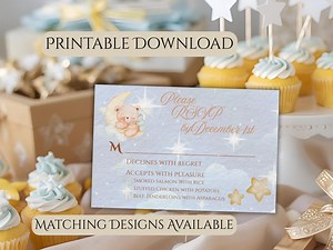 Carte RSVP pour baby shower Over The Moon l Téléchargement imprimable 6 x 4 et 5 x 3,5 - Etsy France