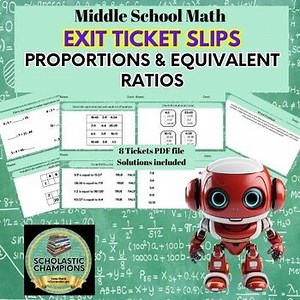 PROPORTIONS & EQUIVALENT RATIOS Math Exit Ticket Slips for Bell Ringers, Centers