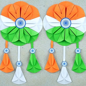 40K views · 237 reactions | Watch how to make tri-color independence day wall hanging paper craft step by step easy. DIY home decorations idea with color paper You can use this art and craft for independence day as your school project crafts on 15 August. | Creative Art & Craft Ideas | Facebook