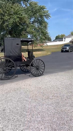 Before the Winesburg Reunion parade, the horseless Amish buggy was giving rides while waiting for the parade to start. | Winesburg Historical Society