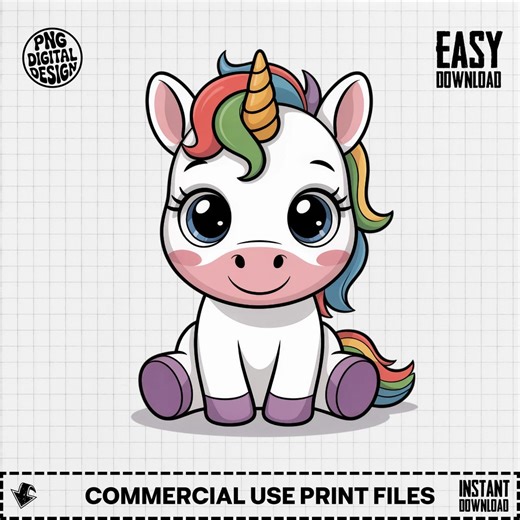 Baby Unicorn Clipart, Cute Baby Animal Clipart, Baby Nursery Clipart, Rainbow Unicorn, Baby Shower Clipart, Unicorn Png - Etsy