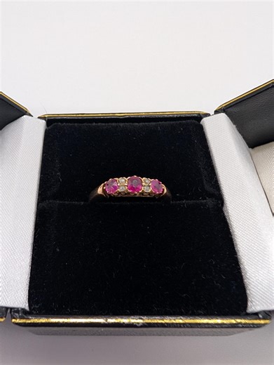 Antique 14k Solid Gold Ruby & Diamond Old Cut Ring Size 5.75 - Etsy