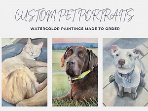 Watercolor Pet Portrait: Background Included - Etsy