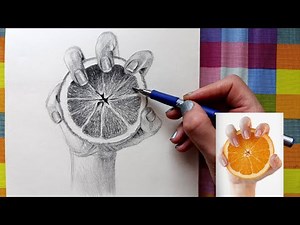 How to Draw a Realistic Hand Holding an Orange | Colored Pencil Drawing Tutorial