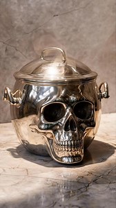 Chrome Skull Pot: Bold Design Meets Modern Kitchen Style #SkullDesign #ModernKitchen #UniqueCookware #CreativeHome | The Cursed Cranium