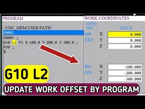 G10 L2 | Programmable Work Offset Update | Update Work Offset by Program by using G10 L2 Command