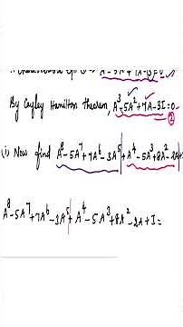 Matrices and Calculus| MA3151|Unit 1| Matrices|Problem Using Cayley Hamilton Theorem Shortcut Method