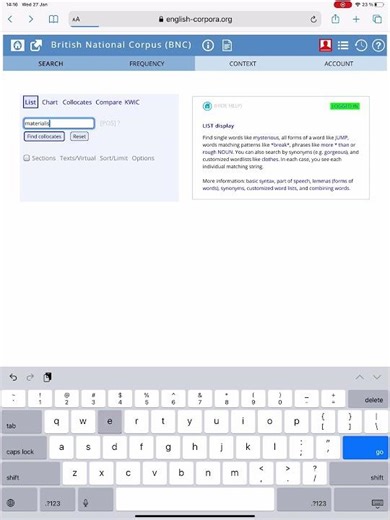 BNC collocation in context MATERIALISE