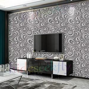 Modern Luxury 3D Abstract Curved Non-woven Grey Wallpaper Living Room Wall Paper | eBay UK