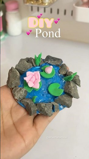 DIY Air Dry Clay Pond | Easy Miniature Craft Idea #shorts #artshorts #diy