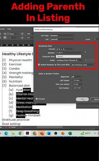 How to add parenth in Numbering list in indesign - Lee Graphics