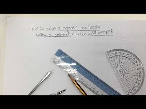 G5.9 How to draw a regular pentagon using a compass, protractor and a ruler
