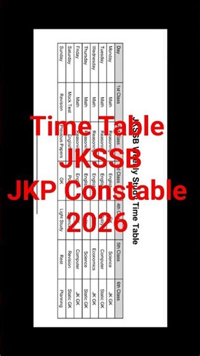 JKSSB Study Time Table 2026 📚 | Daily Routine to Clear JKSSB Exam