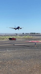 Boeing 777 makes a low and slow pass feet above the runway of the Grant County International Airport on Thursday. Credit: Port of Moses Lake | Source ONE News