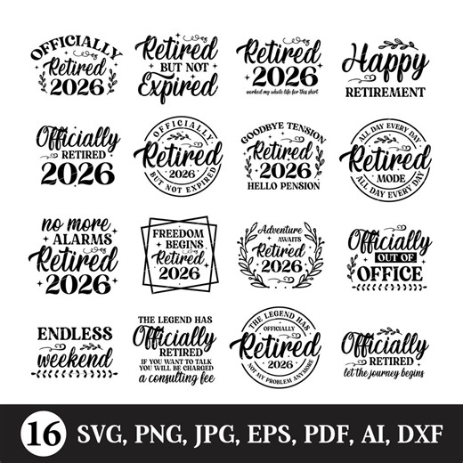 Officially Retired 2026 SVG Bundle, Retirement Shirt Designs (digital Download) - Etsy