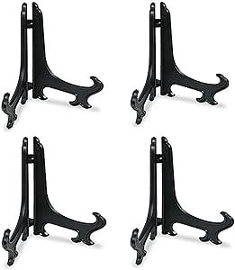 Artliving (4 Pack) 12 Inch Plastic Display Stand, Black Easel Display Photo Holder Stand, Displays Picture Frames, Cookbooks, Tablets and Art
