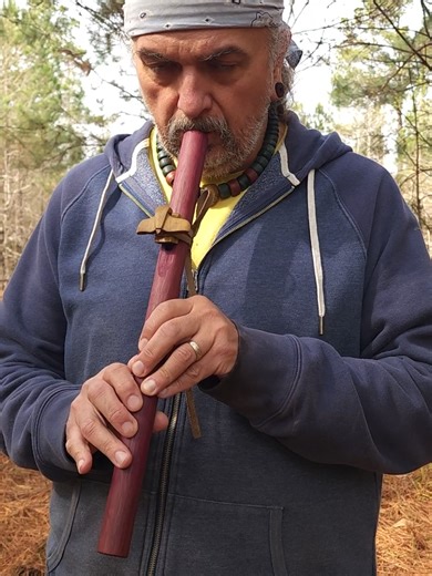 Purple Heart B Old-Style Flute with Eagle Totem