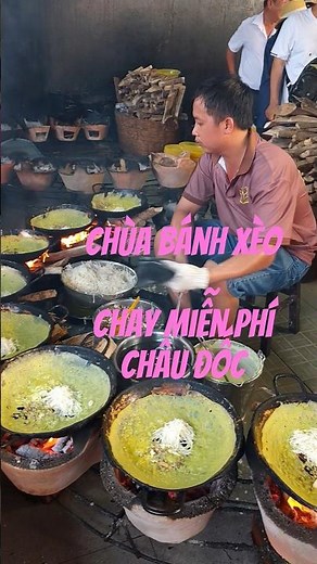 Bánh xèo chay miễn phí cho bà con đến châu đốc chùa bà nhé #shorts