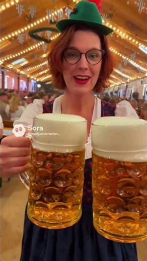 Goth chick serving beer during Oktoberfest
