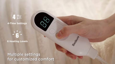 Bedsure Electric Blanket Full Size - Thick Striped Flannel Heated Blanket with 6 Heat Settings, 10 Time Settings, 8-Hour Timer Auto Shut Off, Gift for Grandma (72x84 inches, White)