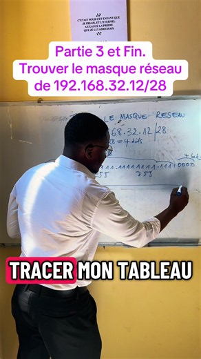 Partie 3 en Fin Trouver le masque de réseau de 192.168.32.12/28 #IT #ITSupport #Network #Réseau.