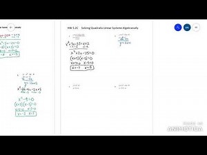 Algebra 2 Linear Quadratic Systems Algebraically