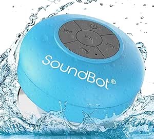 Soundbot® Waterproof Shower Speaker HD Water Resistant Bluetooth Handsfree Portable with Loud Clear Sounds 6+hrs of Playtime, Wireless Suction Cup Small Durable for Outdoors Travel Home SB510 (Blue)