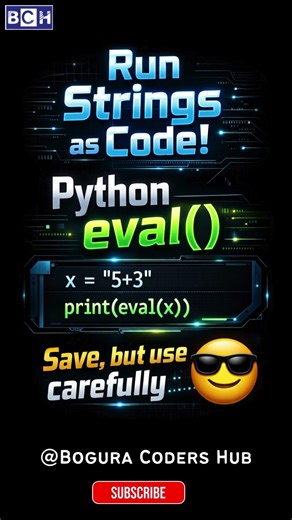 💻 Python eval() Explained! Run Strings as Code Safely 😎 | The eval() function lets you execute