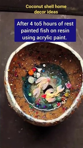 coconut shell diy crafts. #art #diy #homemade #painting #resinart #reels