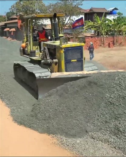 Nice Action Of Super Strong KOMATSU Dozer to Build Road Base #bulldozer