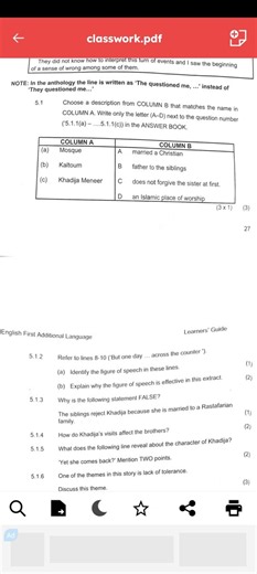 1 Choose a description from COLUMN B that matches the name in C... | Filo