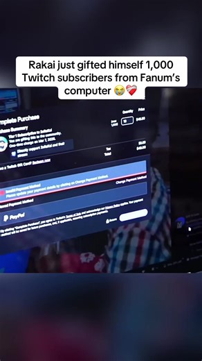 Rakai Gifts Himself 1,000 Twitch Subscribers from Fanum's PC