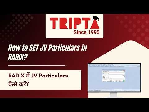 How to Create JV Particulars in Radix | Journal Voucher Classification Tutorial
