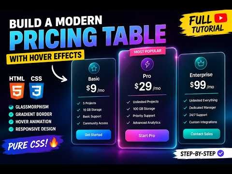 Build a Premium SaaS Pricing Table with HTML & CSS 🚀 Step by Step Tutorial