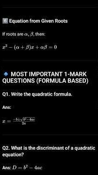 📌 Quadratic Equation Formulas 🔥Class 10 Maths ‪@MathsEasyWithAnita‬ #shorts#boardexam2026#maths