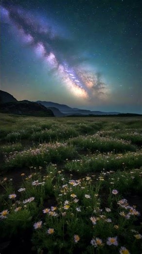 Meadow of Flowers Beneath the Glowing Milky Way 🌌🌸🌿✨