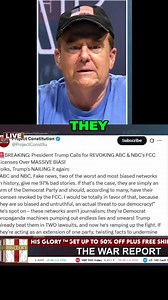 President Trump is calling for the revocation of ABC and NBC's FCC licenses, citing bias and untruthfulness. He believes these networks are a threat to democracy and act as Democrat propaganda machines, twisting facts and dividing America. What do you think? #Trump #ABC #NBC #FCC #Bias #FakeNews | His Glory
