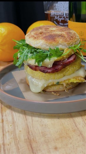 Triple-Stack Breakfast Sandwich with Veuve Clicquot Mimosa #Shorts