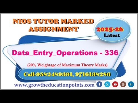 Data entry operations (336) Nios Solved Assignment 2025-26 For Class XII