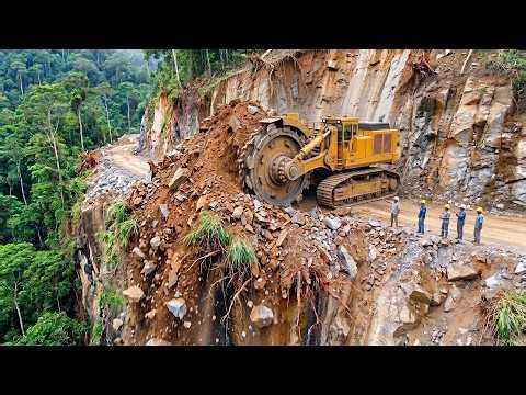Extreme Road Construction Challenge Using Massive Bulldozer on Steep Mountain Edge