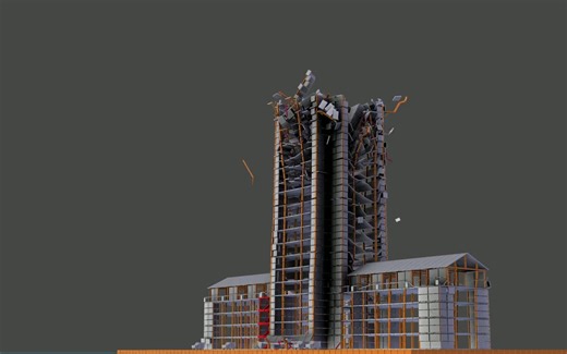 【建筑灾害模拟】大厦直落式塌陷(pancake collapse) （作者：EarthquakeSim）