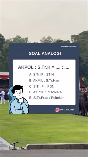 Psikotest 101 on Instagram: "Apa jawaban soal Psikotes TNI-POLRI ini. Spill jawaban kamu di kolom komentar ya👇🏻 . Pantau story untuk jawaban dan pembahasan setiap harinya . Repost from tiktok/info.psikotest . Follow supaya kamu tidak ketinggalan jawaban dan pembahasan @psikotest101 @psikotest101 _______ 🌟"Gagal itu biasa, tetapi menyerah adalah pilihan". _______ ❤ yang Butuh Peninggi Badan, 👉: @saycal.id ❤⁣"