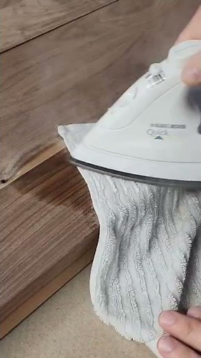 Take a dent out of wood by steaming with a damp cloth & iron. #woodworking #howto #tipsandtricks