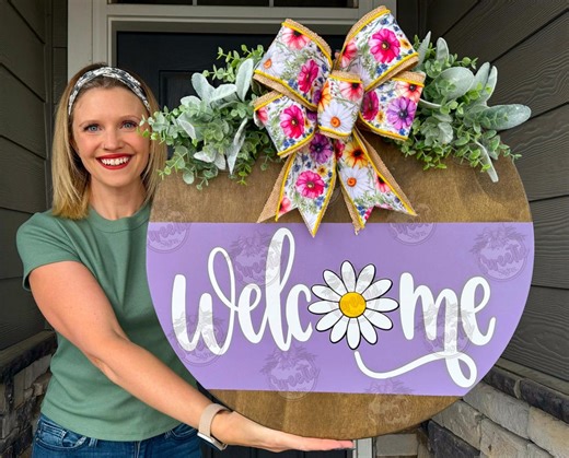 Spring Door Hanger | Welcome Spring | Spring Wreath | Daisy | Spring Front Door Wreath | Spring Door Sign | Spring Door Wreath - Etsy