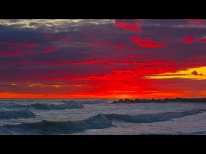 NYC Ocean Sunsets with Real Wave Sounds | Relaxing Beach Soundscape 8K | Pure Nature, No AI