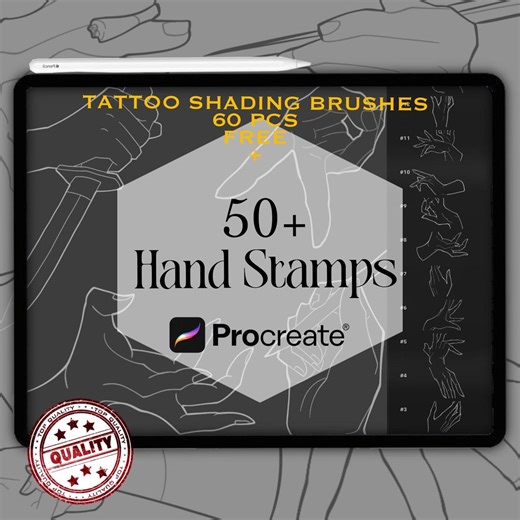 Procreate Hand Stamps | Line Art Hand Poses for Tattoos & Sketching - Etsy